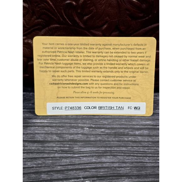 Patricia Nash 10th Anniversary Lundy Tote British Tan Tooled Leather NWOT P74833 - Picture 4 of 11